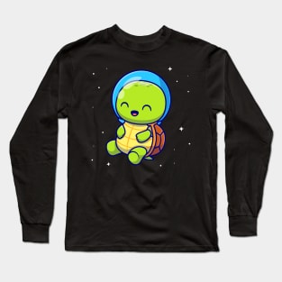 Cute Turtle Astronaut Cartoon Long Sleeve T-Shirt